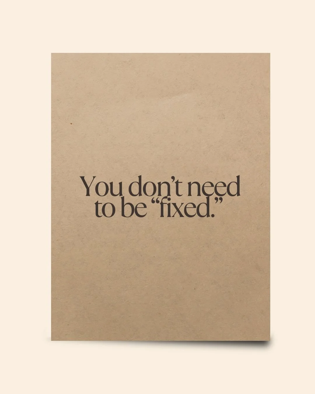 So often people come to therapy believing they are broken. That they need to be repaired or fixed.

But here&rsquo;s the truth: you are not broken. You are human. Complex. Layered. Whole.

Therapy is not about fixing. It is about creating a space whe