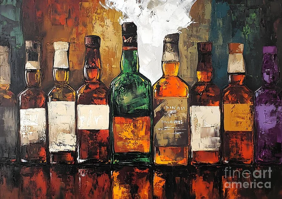 Celebrate the Spirit of Vibrance - Colorful Liquor Bottles Reflecting Warmth and Richness