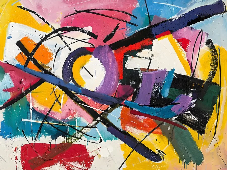 Dynamic Expression- Vivid Colors and Bold Strokes in Abstract Motion