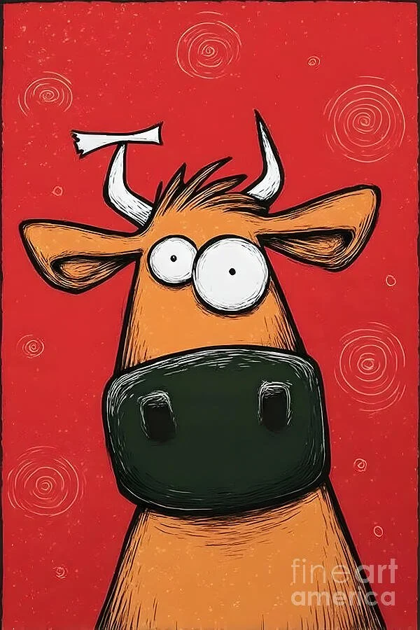 Googly-Eyed Cow Owning the Red Carpet of Whimsy- Moo-d Swings and Circular Shenanigans