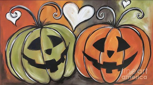 Share Halloween Cheer with Whimsical Pumpkins Expressive Faces and Playful Hearts