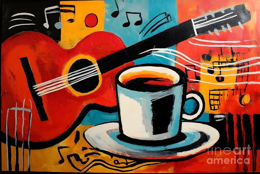 Savoring Coffee and Guitar Vibes – Where Rhythm Meets Ritual in Abstract Expression