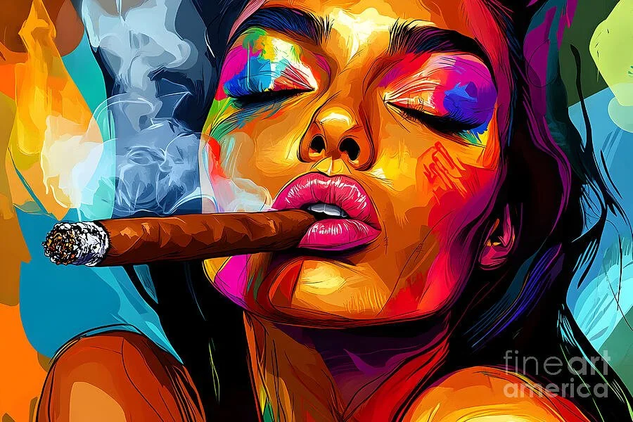 The Ritual of Sensual Calm – Cigars, Femininity, and Abstract Art