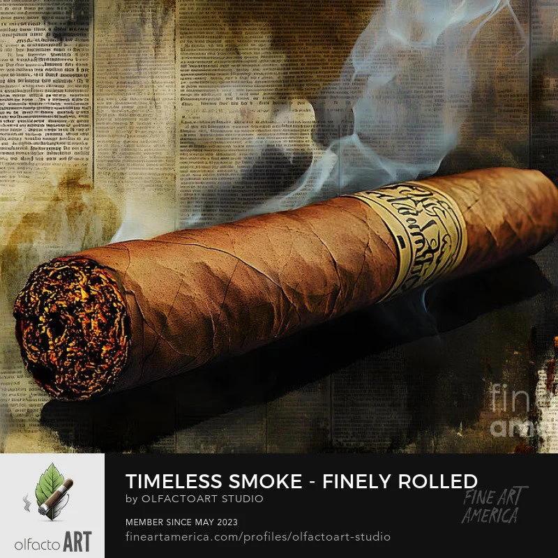Timeless Smoke - Finely Rolled Cigar with Gentle Wisp Against Aged Newspaper.

#cigaraficionado #cigarartwork #cigarlifestyle #cigarart #cigarpassion #cigarslovers #habanos #cuba #cigarsociety #cigarlife #CigarCulture #LuxuryLifestyle #GenerativeAI #