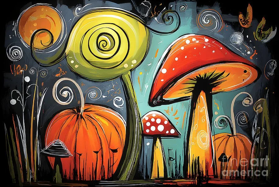 Enchanted Fungi and Spooky Whimsy: Surreal Halloween Art