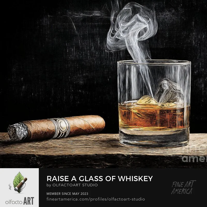 Raise a Glass of Whiskey and Watch Smoke Curl from a Lit Cigar Abstract Digital AI Art

#whiskey #cigar #whiskeyandcigar #whiskeylover #cigarlife #whiskeytasting #cigars #whiskeygram #cigarsmoker #whiskeyaficionado #cigaraficionado #whiskeycollection