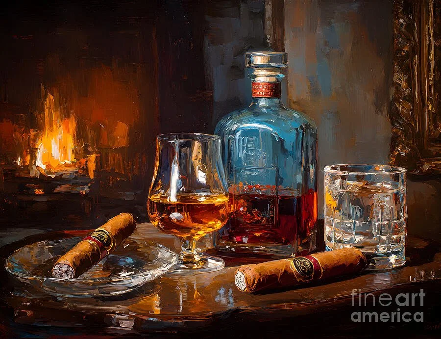 The Art of Leisure- How Whiskey, Cigars, and Vibrant Still Life Inspire Home DEcor