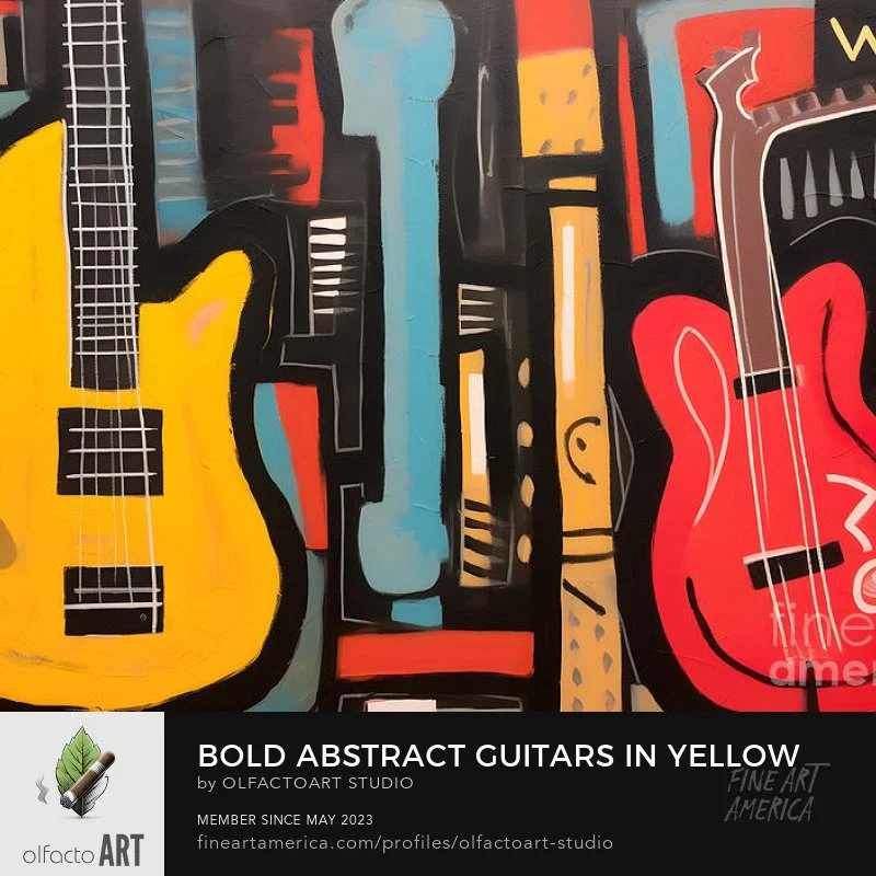 Bold Abstract Guitars in Yellow and Red Surrounded by Dynamic Geometric Patterns - Vibrant Rhythm

#abstractart #guitarart #guitarists #artofguitar #artlovers #guitarpainting #musicalart #acrylicart #abstractpainting #musicart #guitarsofinstagram #ar