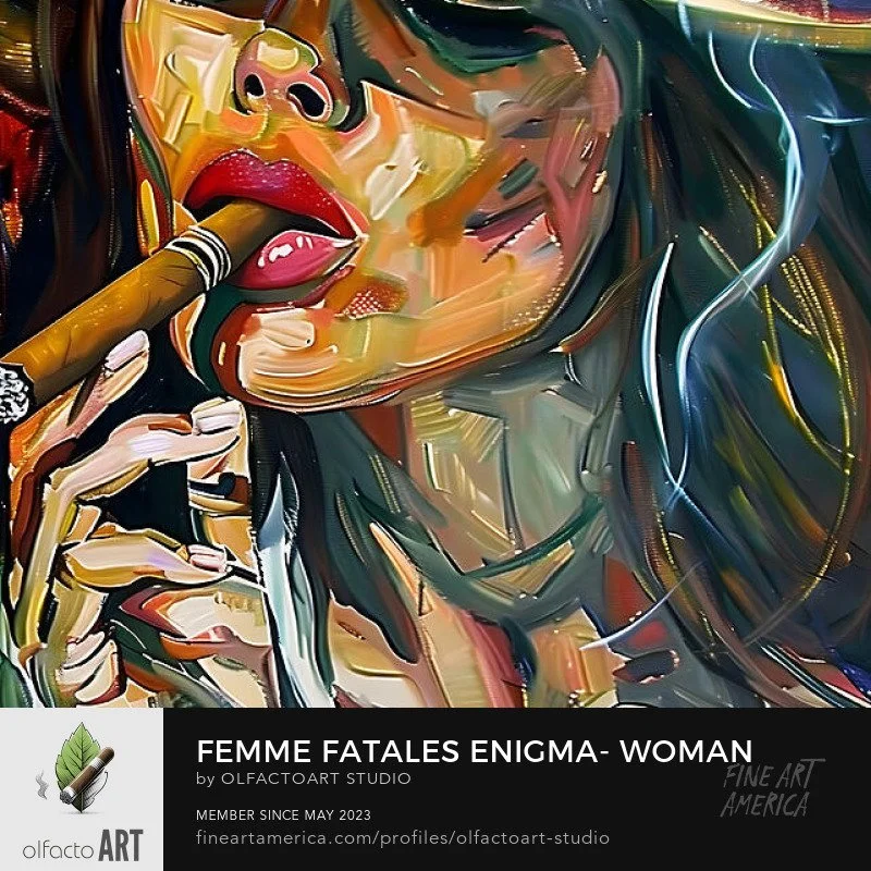 Femme Fatale's Enigma- Woman with Veiled Eyes, Red Lipstick, and Smoking Cigar

#FemmeFataleCigar #CigarLifestyle #CigarAficionado #CigarLovers #CigarsOfInstagram #CigarEnthusiast #CigarLife #CigarCommunity #LuxuryLifestyle #CigarCulture #CigarAccess