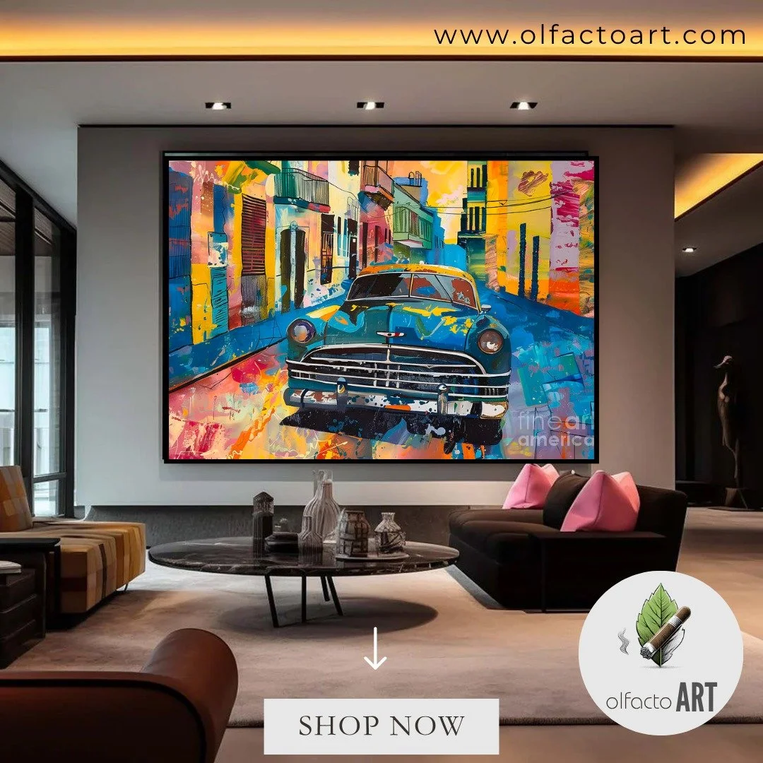 Available on OlfactoART.com
Vintage Car Cruising Down a Lively Havana Street with Bold Colors and Dynamic Composition

https://fineartamerica.com/featured/vintage-car-cruising-down-a-lively-havana-street-with-bold-colors-and-dynamic-composition-olfac