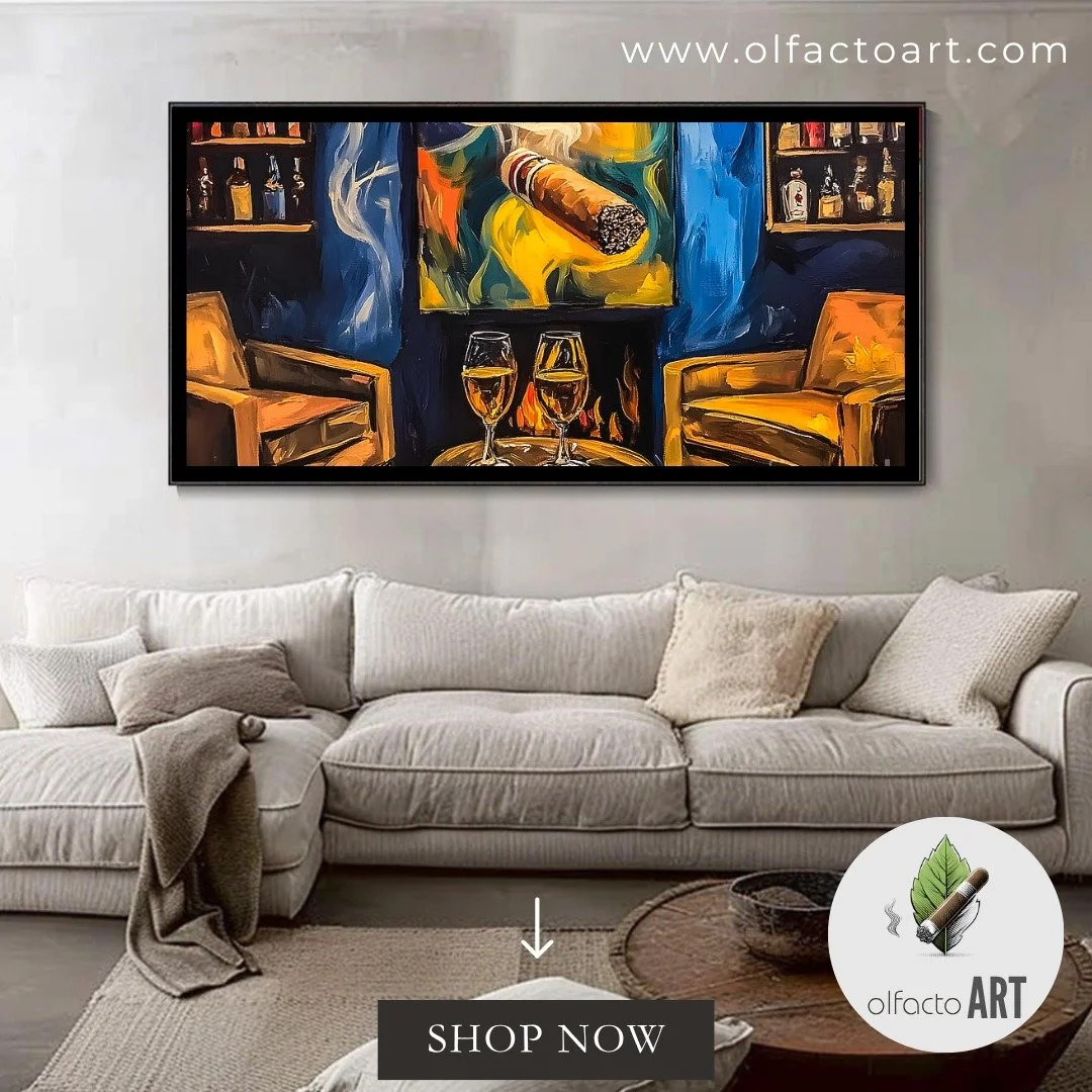 Available on OlfactoART.com

Inviting Cigar Lounge Interior with Paired Armchairs and Whiskey Glasses
https://fineartamerica.com/featured/inviting-cigar-lounge-interior-with-paired-armchairs-and-whiskey-glasses-olfactoart-studio.html

#CigarLounge #C