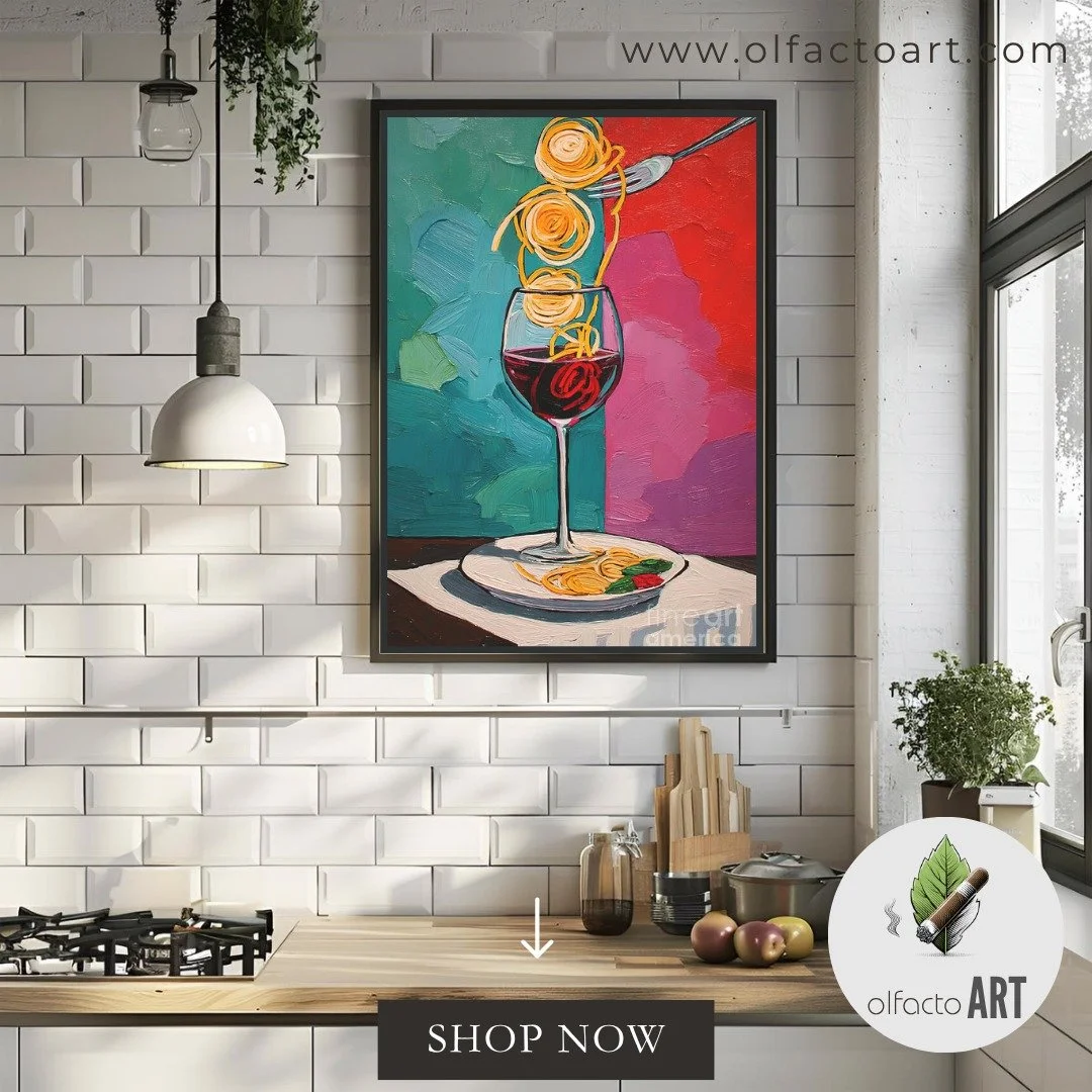 A Whimsical Dance of Flavor Fork Twirling Pasta Above a Glass of Red Wine in Vibrant Color
https://fineartamerica.com/featured/a-whimsical-dance-of-flavor-fork-twirling-pasta-above-a-glass-of-red-wine-in-vibrant-color-olfactoart-studio.html

#PastaRe