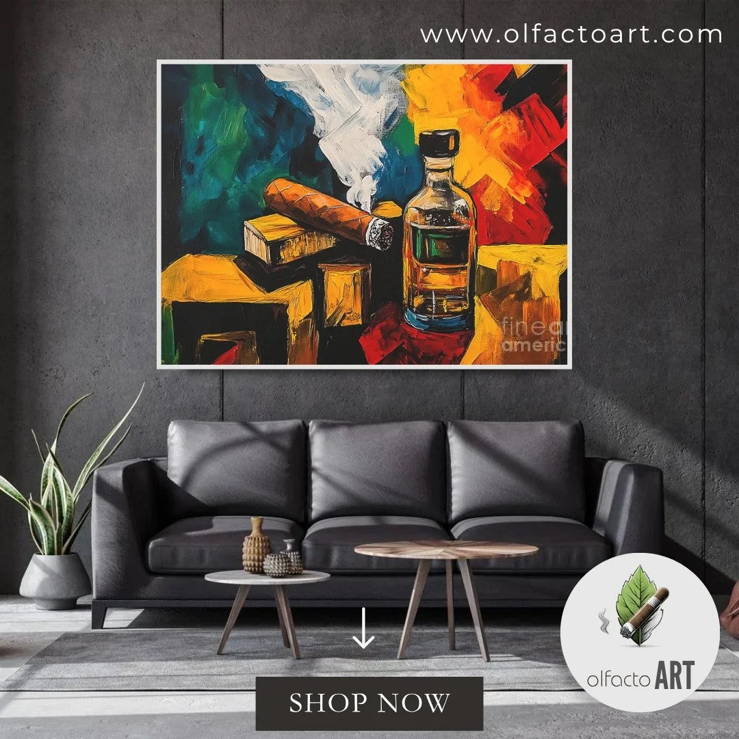 A Lit Cigar and Whiskey in Bold Color A Dynamic Still Life of Smoke, Warmth and Vibrant Energy
https://fineartamerica.com/featured/a-lit-cigar-and-whiskey-in-bold-color-a-dynamic-still-life-of-smoke-warmth-and-vibrant-energy-olfactoart-studio.html

#