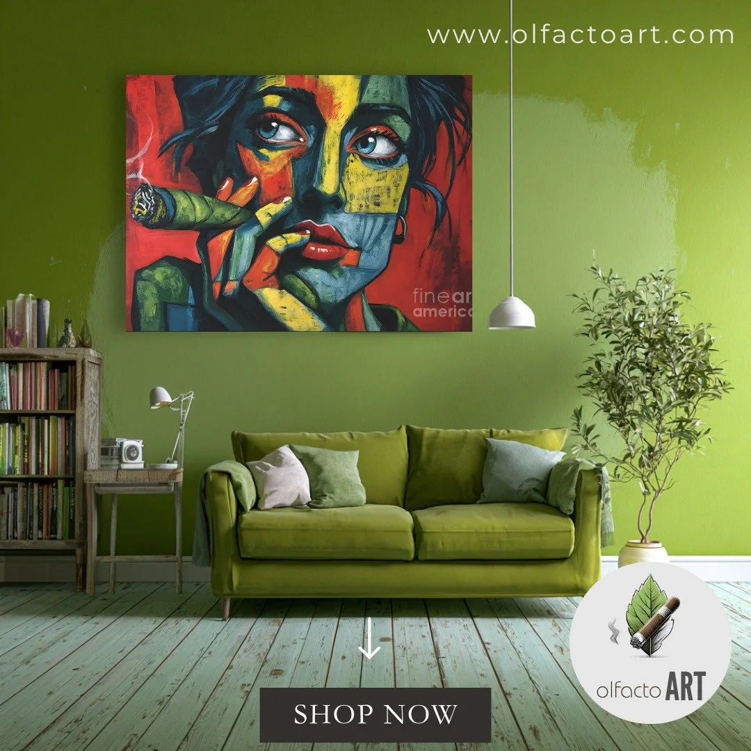 Bold Abstract Woman Holding Cigar - Color Block Portrait with Striking Expression and Modern Art 
https://www.redbubble.com/i/poster/Bold-Abstract-Woman-Holding-Cigar-Color-Block-Portrait-with-Striking-Expression-and-Modern-Art-by-Olfacto-ART/1805678