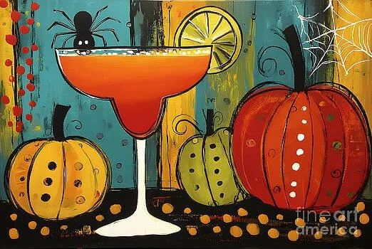 Raise a Toast to Halloween with a Vibrant Margarita Pumpkins and Playful Spider