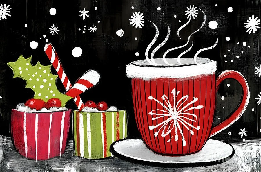 Festive Red Mug of Holiday Cheer Surrounded by Christmas Gifts