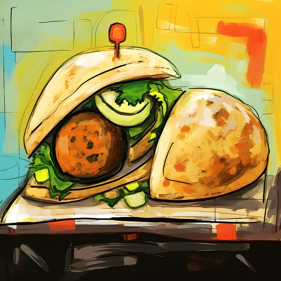 Abstract Crunch- Cubist Interpretation of the Falafel Phenomenon