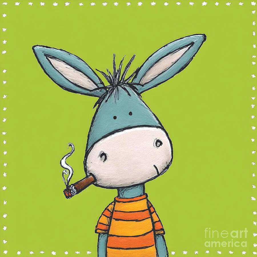 Donkey with Attitude Rocking Orange Stripes and a Cigar Like a Total Cool Guy