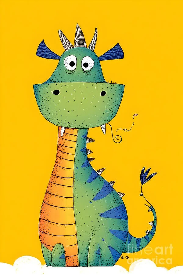 Sunshine Saurus- The Whimsical Cheerful Green Dino Spreading Smiles and Positivity