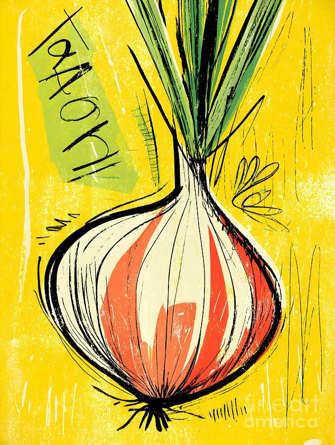 Spice Up Your Kitchen Walls - Playful Onion Art Bursting with Color