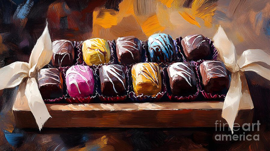 Chocolate Truffle Elegance - Colorful Treats with Decorative Ribbon Accents