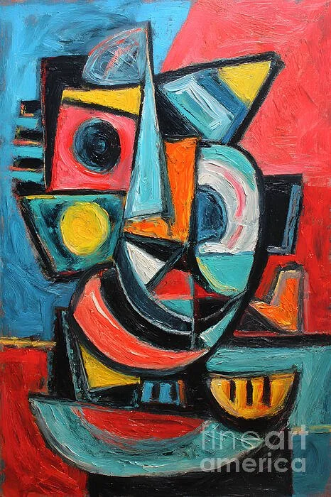 Vibrant Abstract Geometry with Bold Colors and Dynamic Shapes Creating a Sense of Motion and Energy