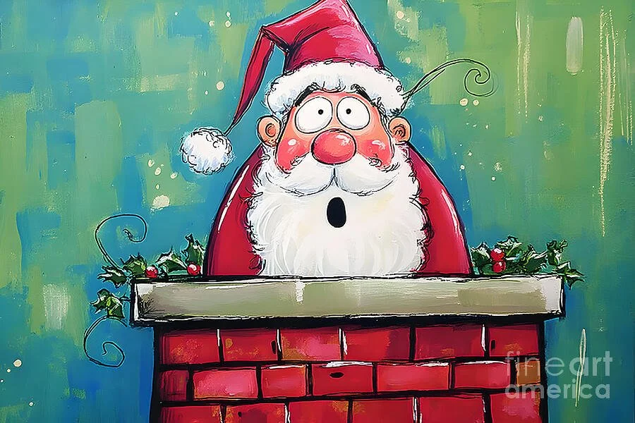 surprised-santa-claus-emerging-from-red-brick-chimney-on-cheerful-blue-and-green-background-olfactoart-studio.jpg