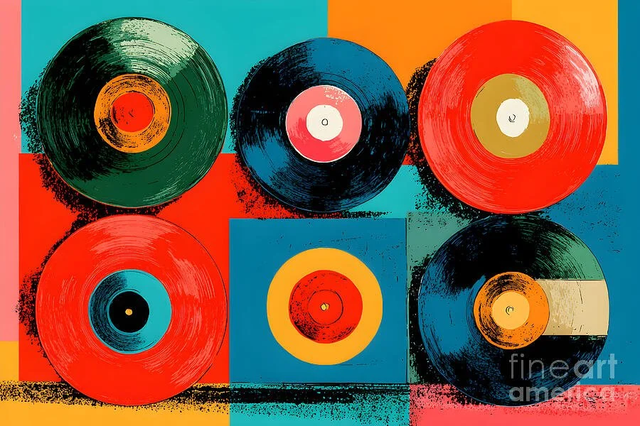 Celebrate the Spin - A Vibrant Abstract Tribute to Vinyl Music Color and Retro Energy