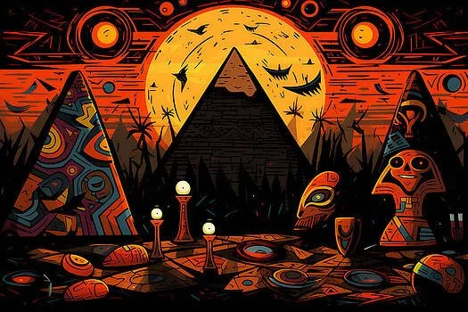 Giza Pyramids Halloween Spectacle- Vivid Abstract Elegance