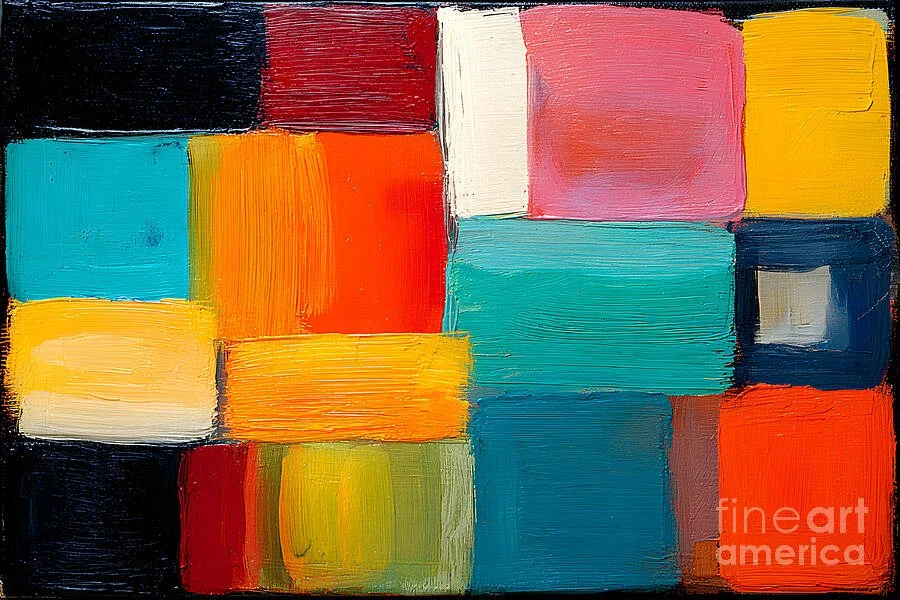 Vivid Blocks of Color - Geometric Pattern in Bold Red, Blue, Yellow, and Green Hues