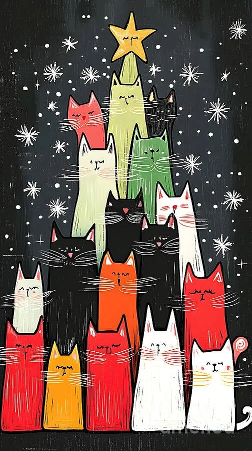Purr-fectly Festive Cat Christmas Tree Tower with Shining Star