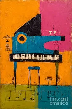 Strike a Bold Chord - Abstract Grand Piano in Vivid Geometric Symphony