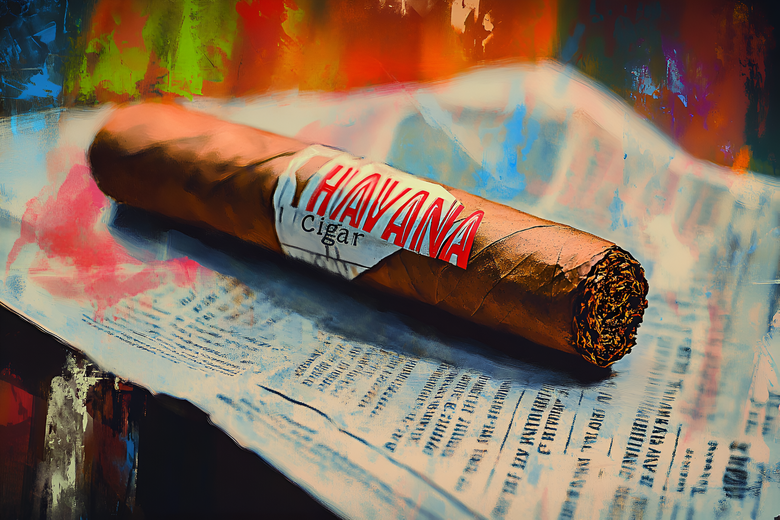 Cuban Heritage - Rolled Cigar on HAVANA Newspaper Evoking the Rich Essence of Cuban Culture