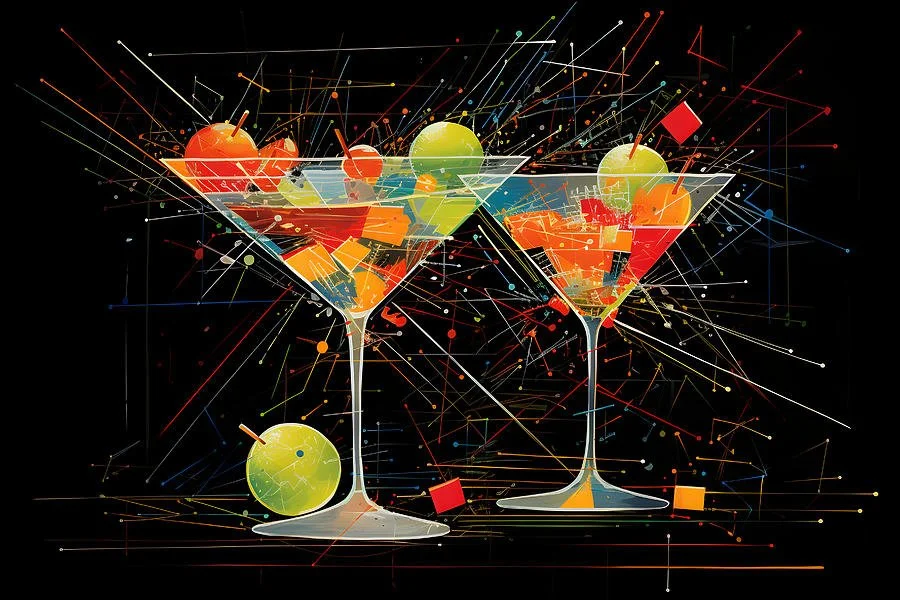 Appletini Sip and Swirl- A Symphony of Colors in Martini Bliss Generative AI
