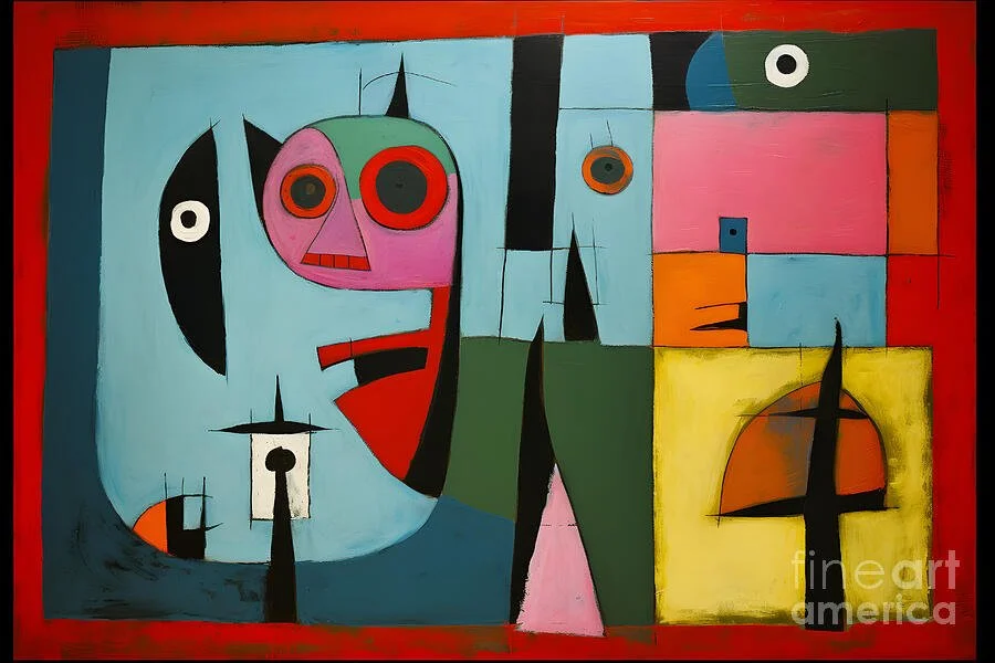 Vibrant Modern Art- Geometric Abstract Composition with Bold Colors and Dynamic Shapes