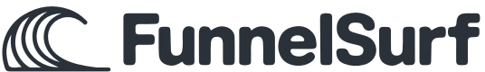 FunnelSurf-Logo mit schwarzem Text. Unserem Dienstleister für Funnel Systeme. Die Besonderheit ist, dieses Unternehemn gehört ebenfalls zur EGRO-Mediengruppe.
