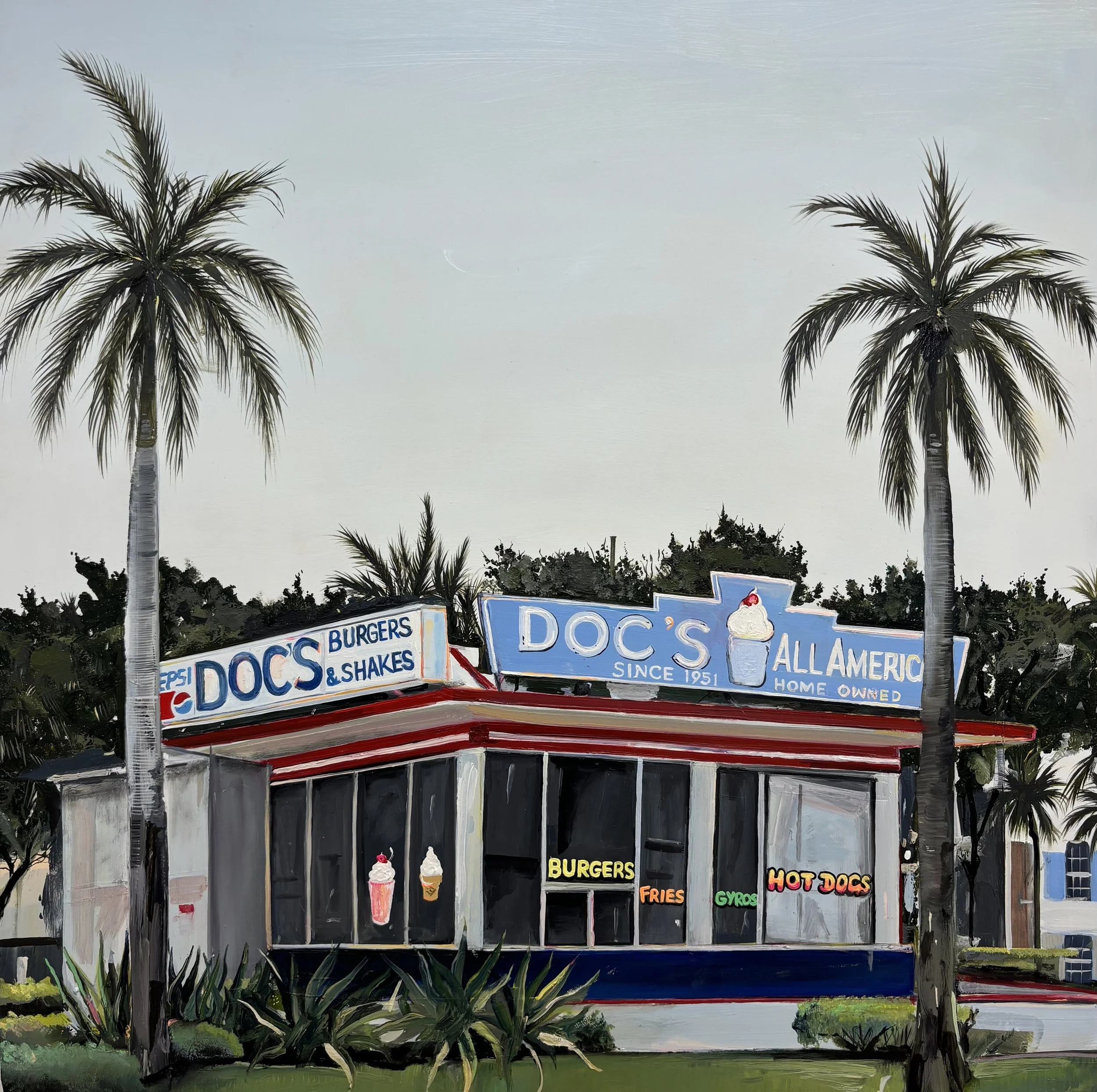 Doc's Delray - Oil on wooden panel 