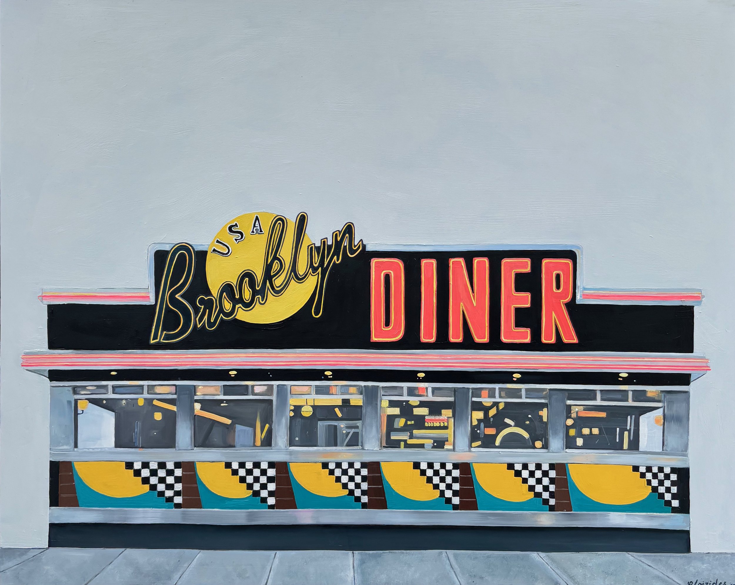 Brooklyn Diner - Oil on wooden panel 