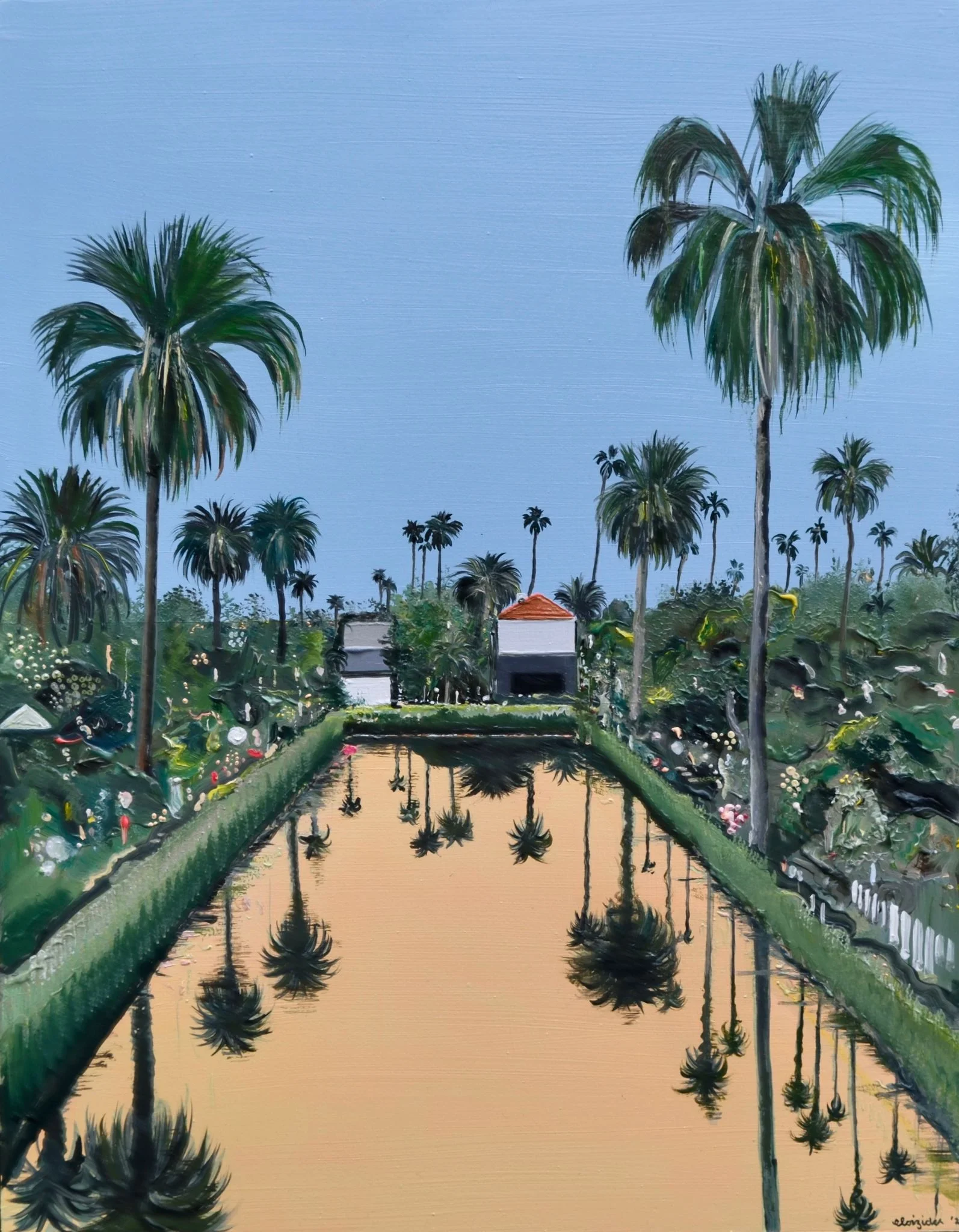 Venice canal blue & yellow - Oil on panel