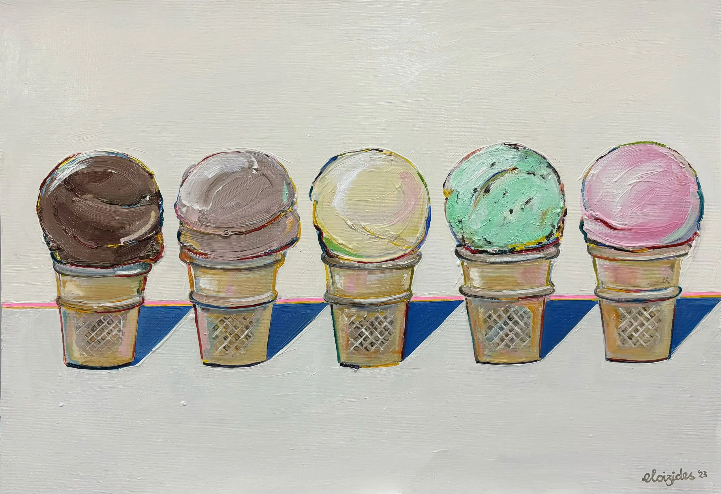 5 scoops - Oil on paper