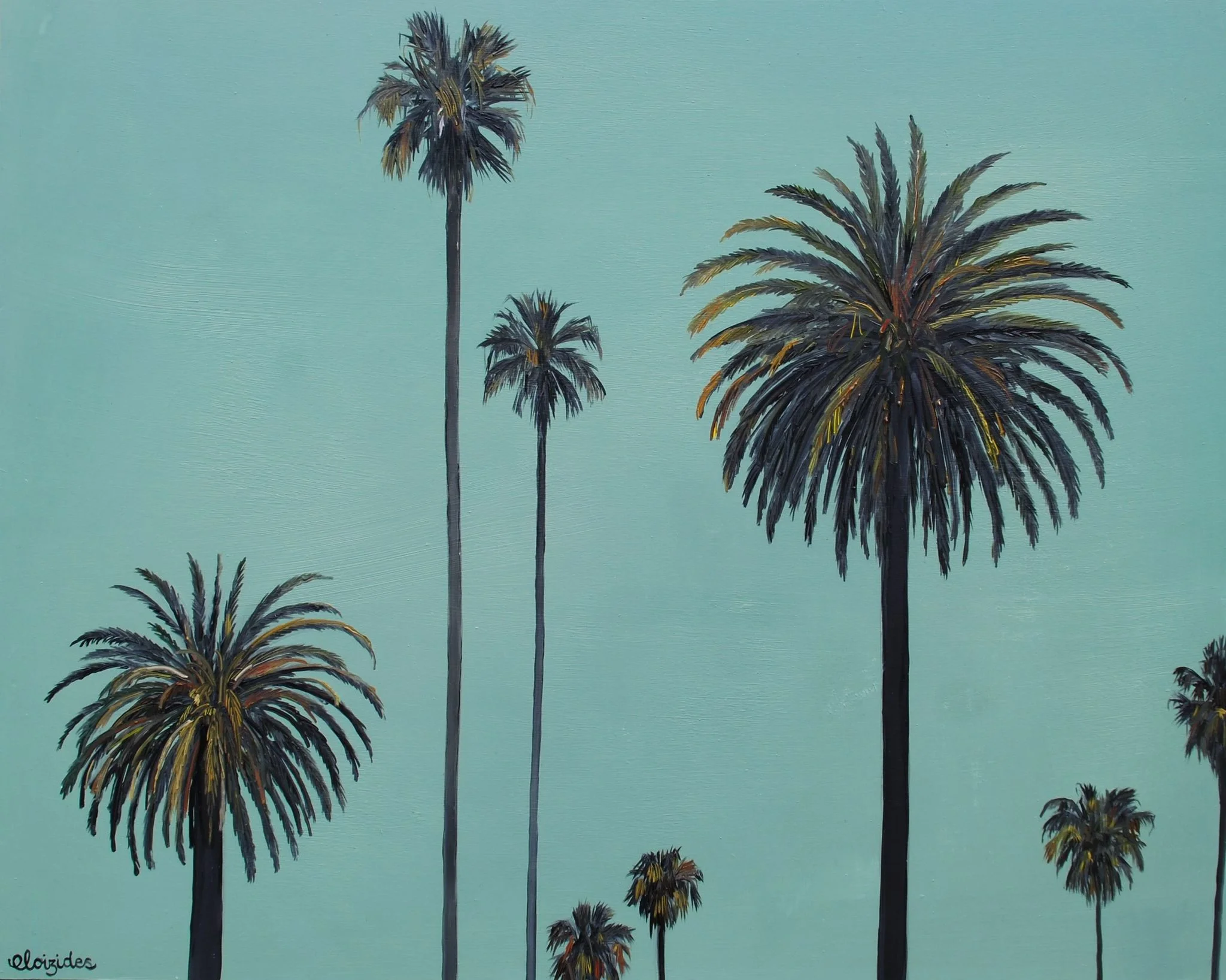 Green Palms - Oil on panel