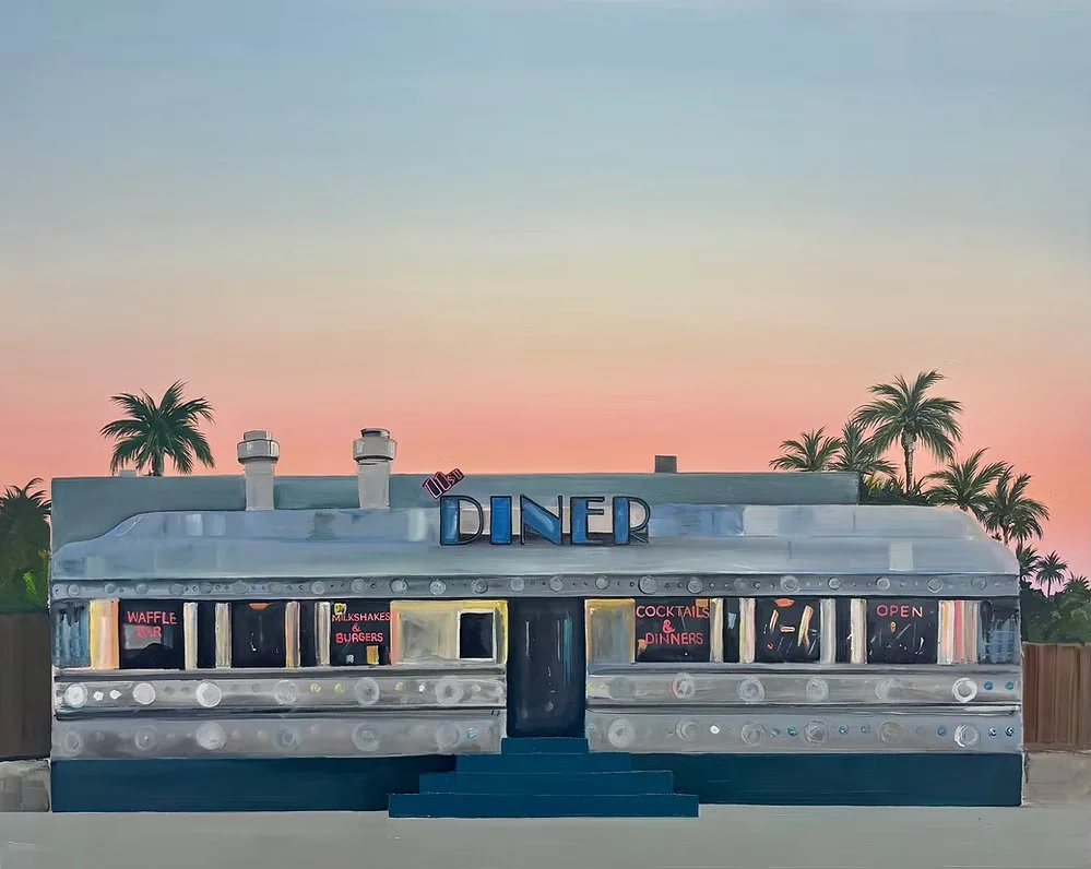 11 St Diner - Oil on wooden panel 