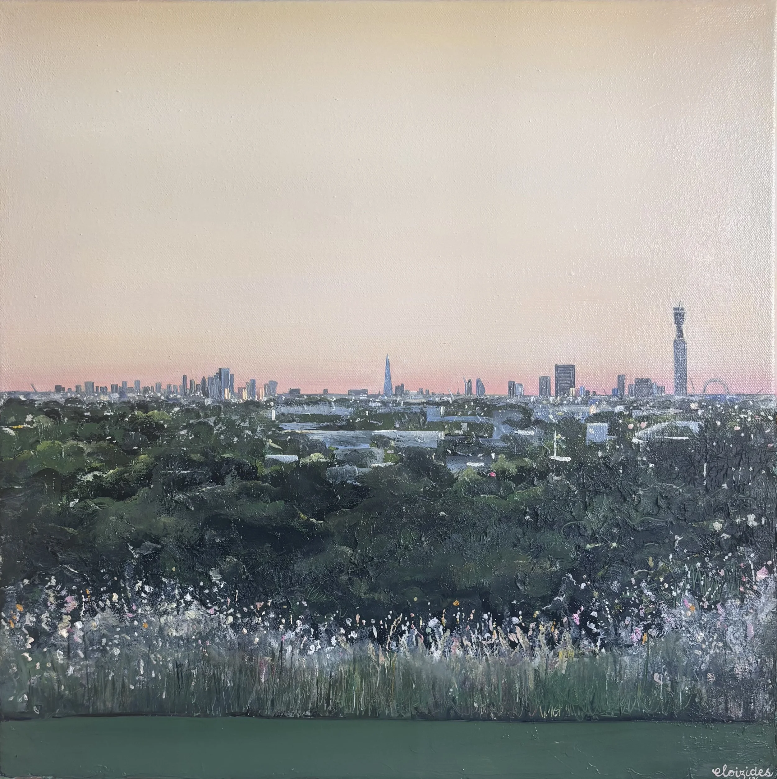 Summertime Primrose Hill, oil on canvas