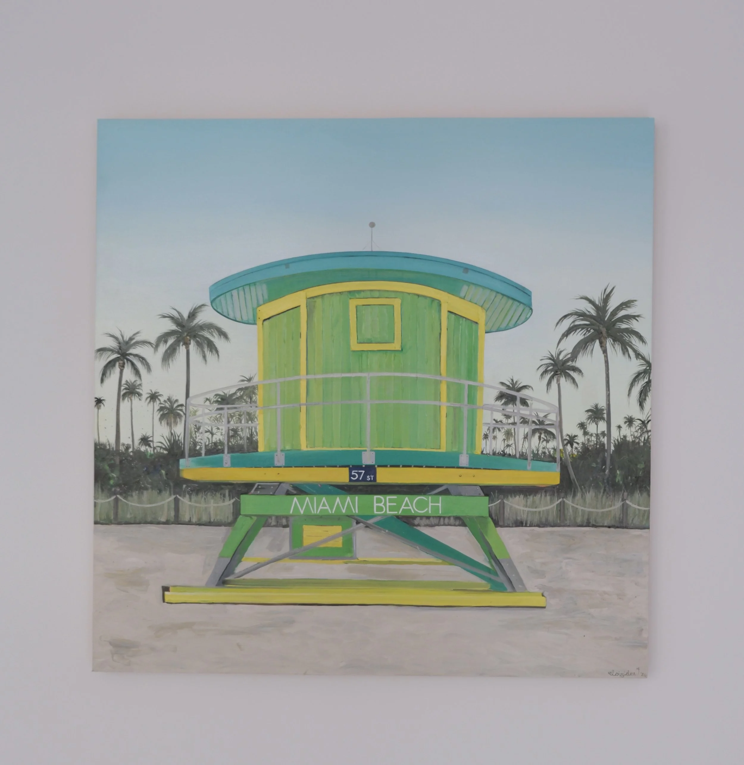 Green Beach Hut, 100 x 100 cm, oil on wooden panel