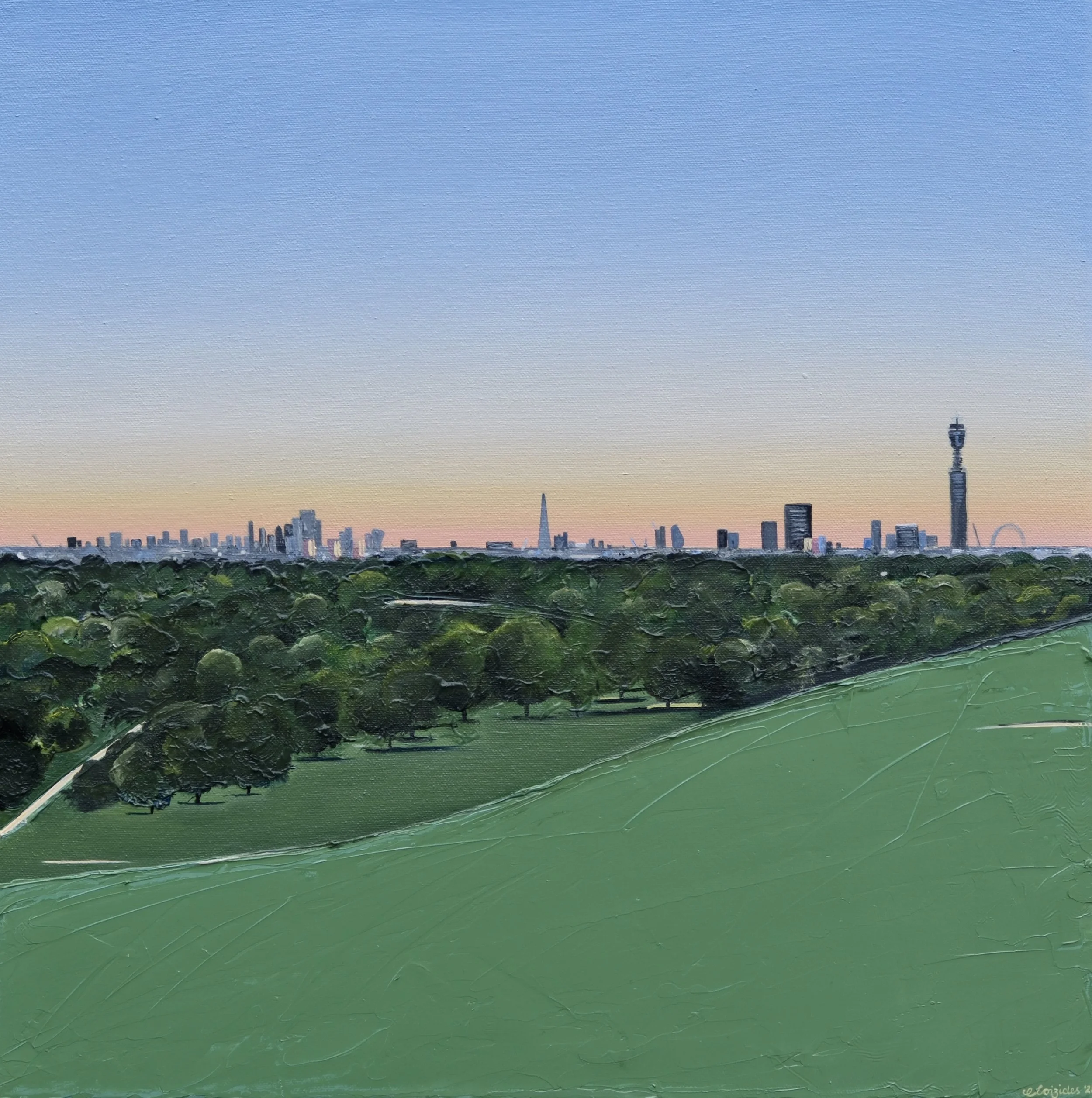 Primrose Hill - oil on wooden panel 