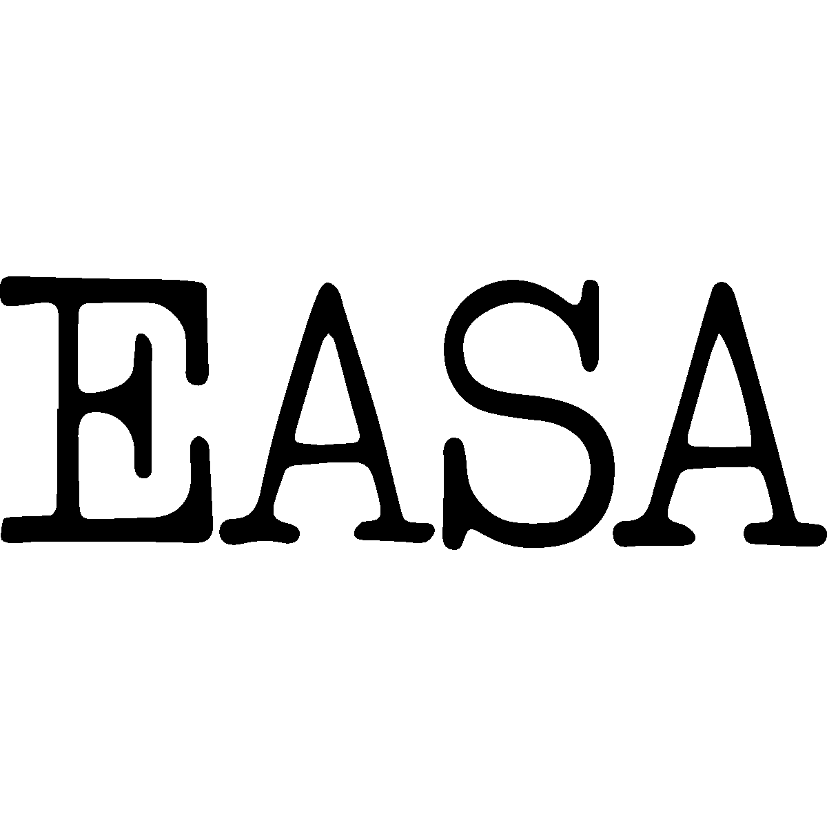 Black and white logo with the words "EASA" in large letters and a globe icon above, featuring a map of the continents.