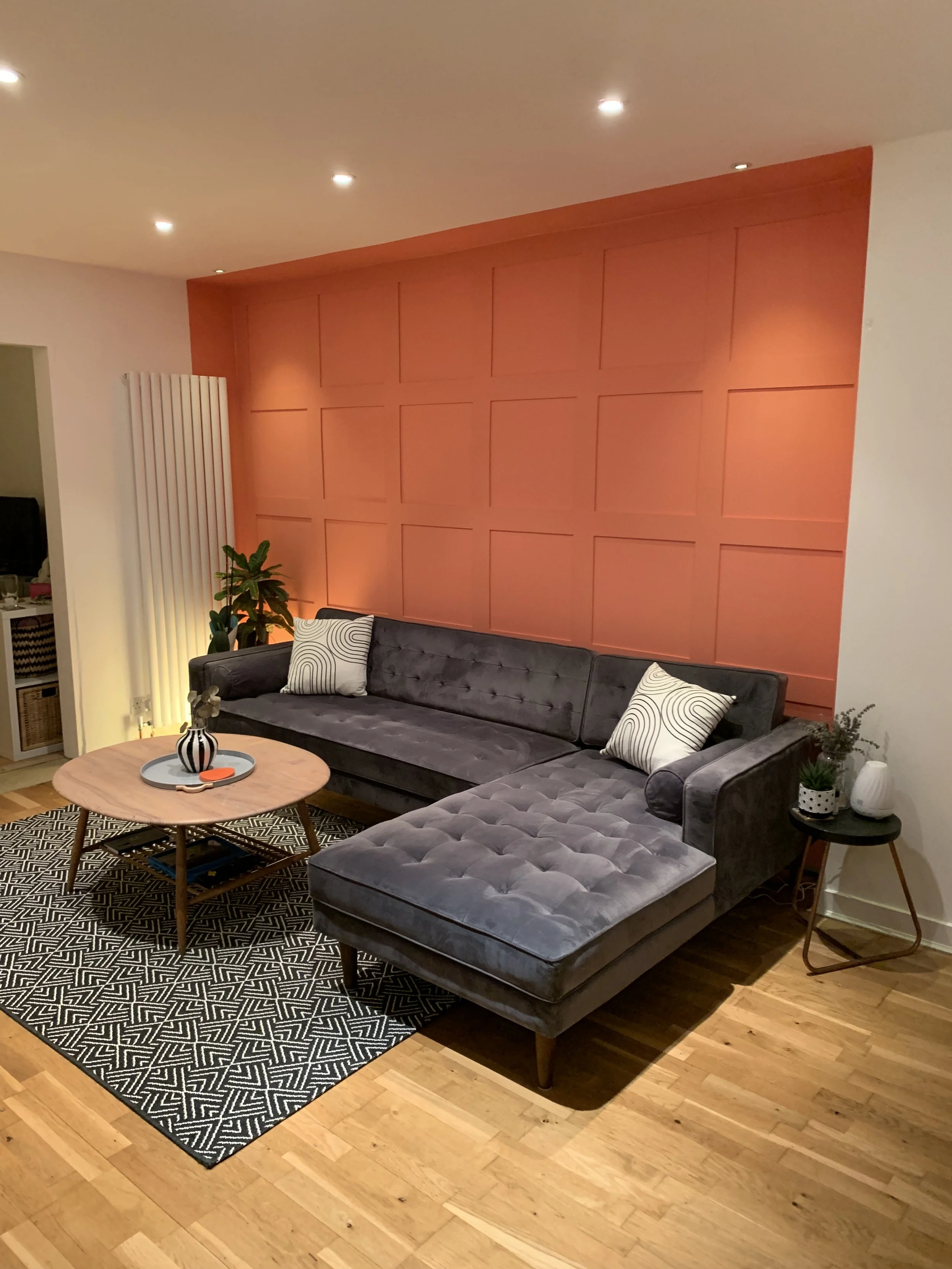contemporary orange wall panelling