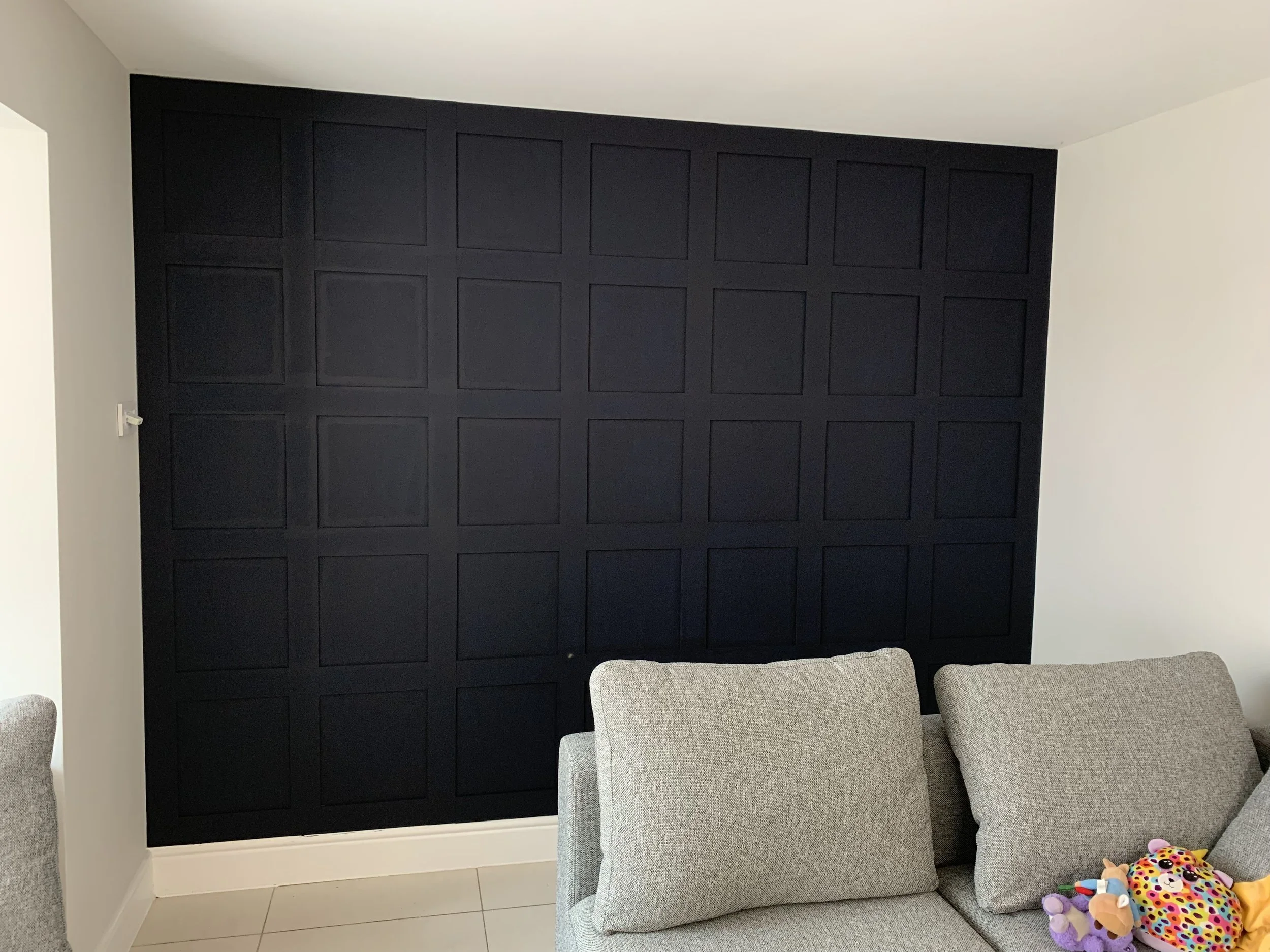 dark wall panelling
