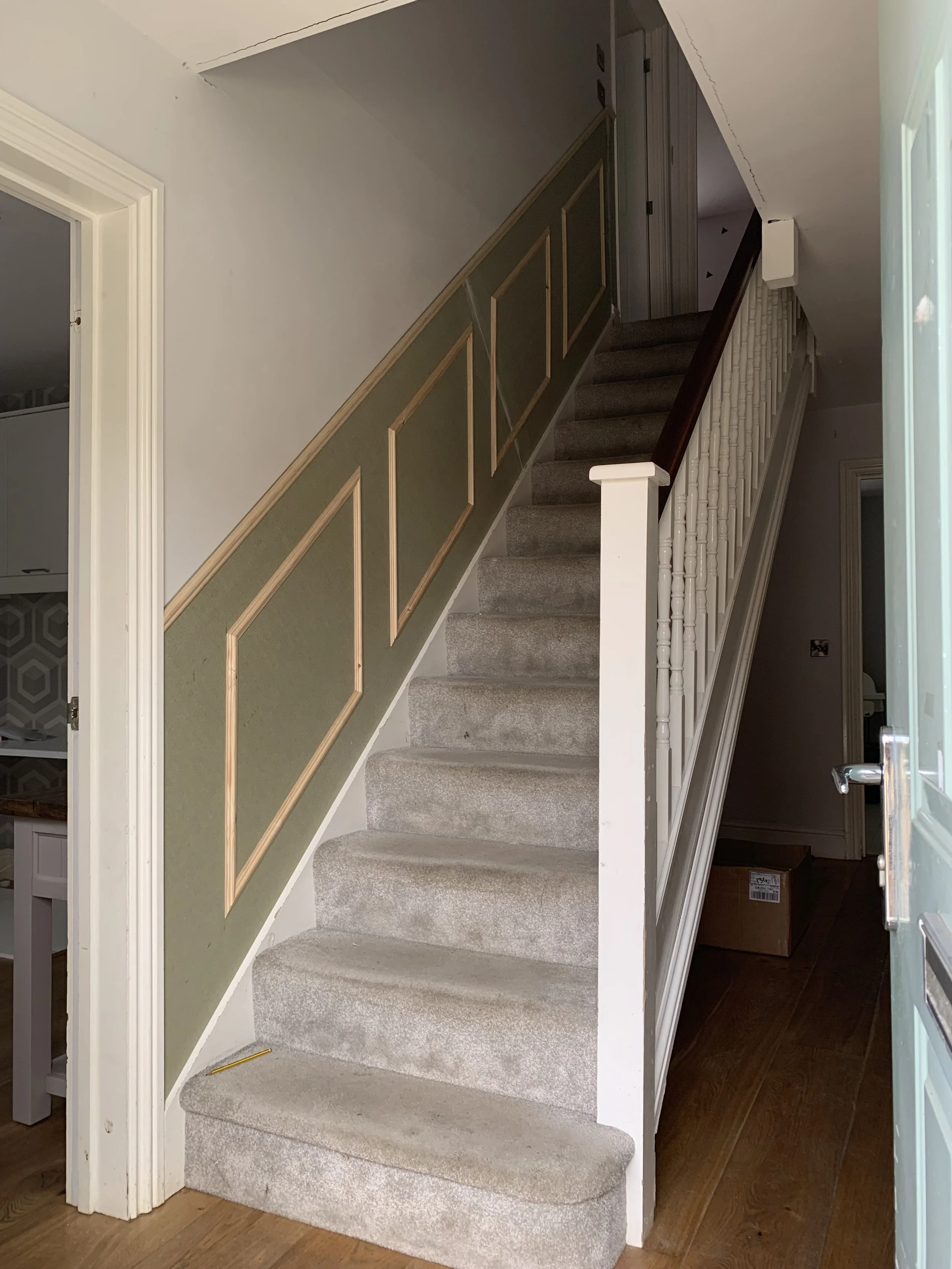 up the stairs wall panelling