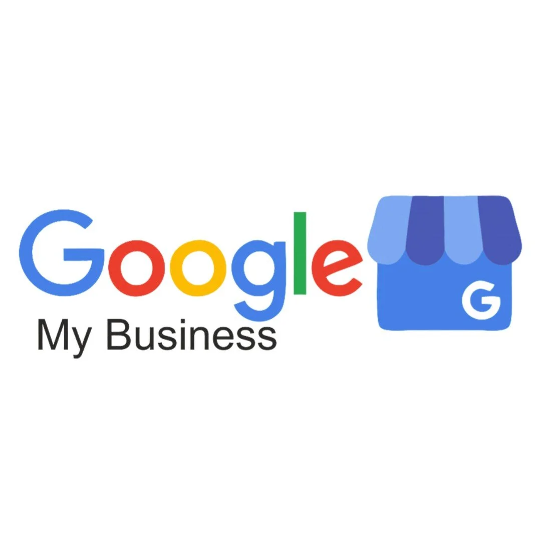Google My Business logo with colorful text and a blue storefront icon with a white 'G'